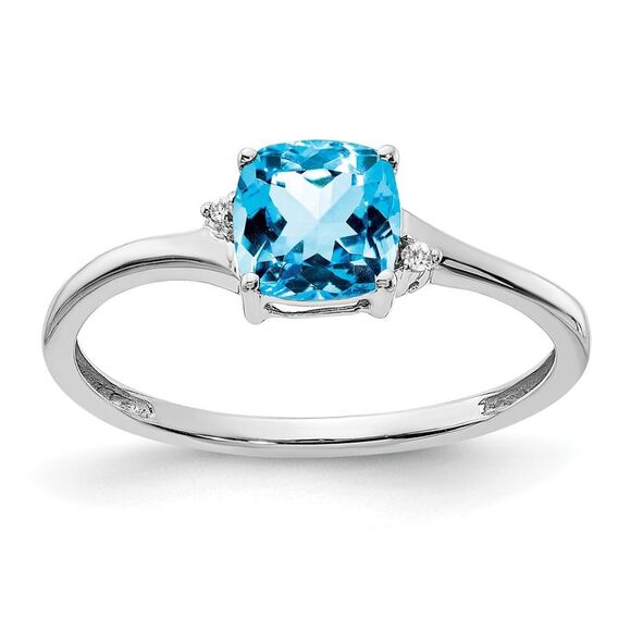 Kazi Luxury Sterling Silver Rhodium-plated Blue Topaz and Diamond Ring